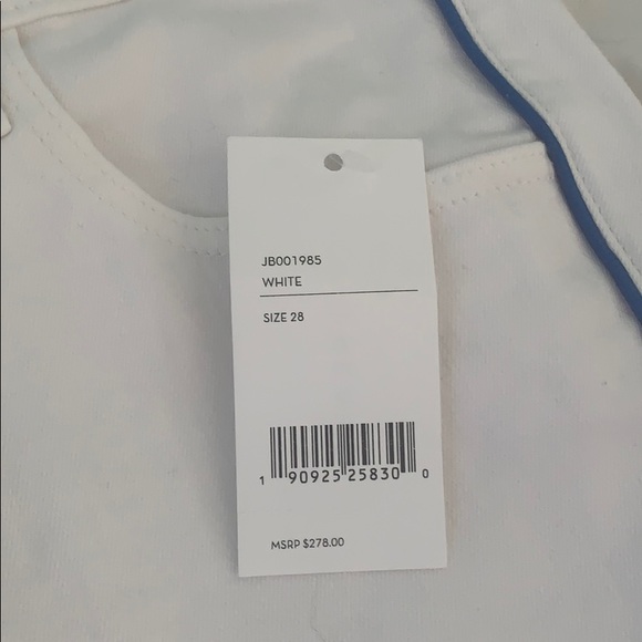 White crop jeans with blue stripe down sides - Picture 2 of 3